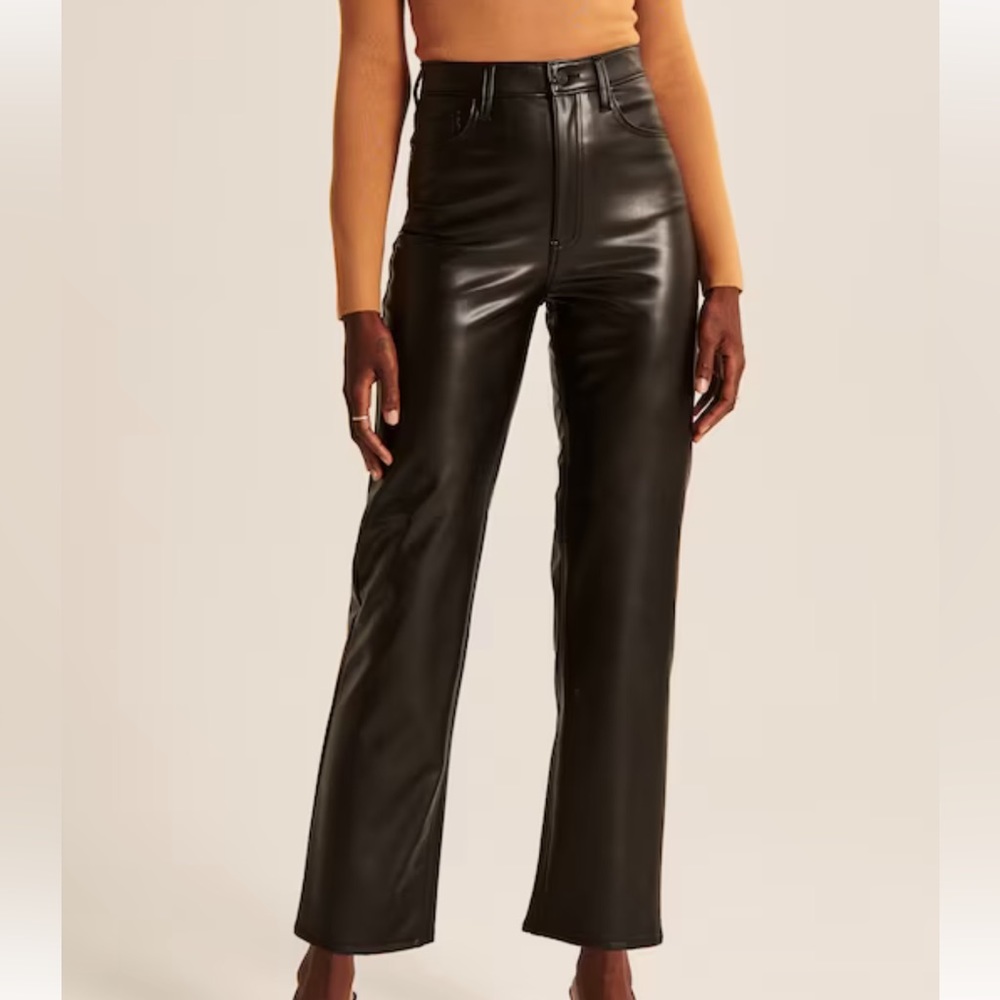 A&F Vegan Leather Ankle Straight Pant